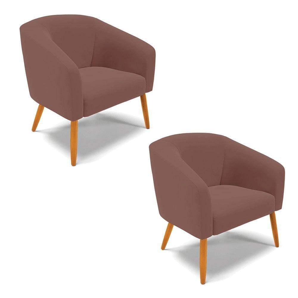 Cadeira Sala De Jantar Pé Palito Castanho Kit 2 Stella Veludo D03 - D`rossi Cor Rose