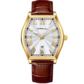 Relogio Analógico Masculino De Quartzo Design Criativo Tonneau à Prova D`água Dourado