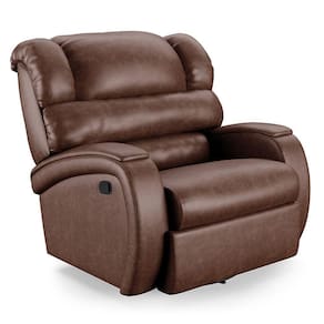 Poltrona Do Papai Reclinável Napoli Glider Giratória Pu Marrom Brilho Fh1