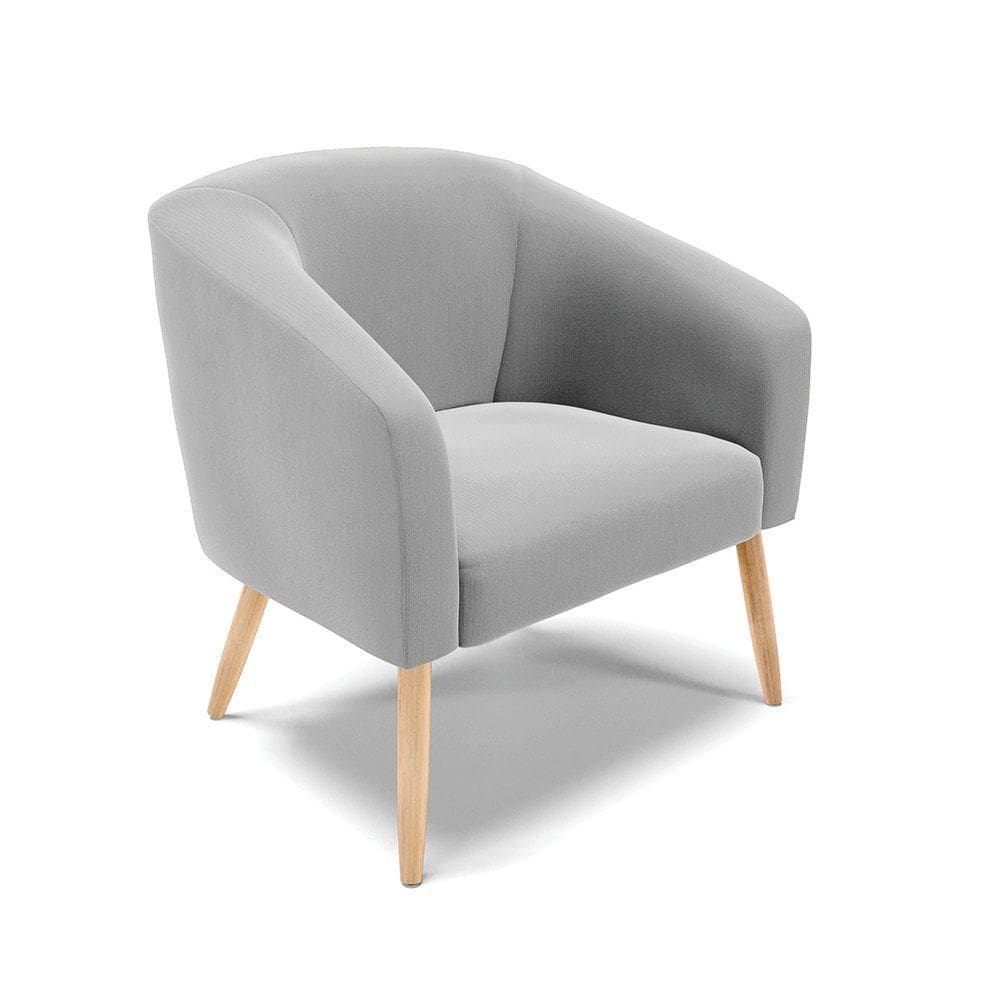 Cadeira Sala De Jantar Pé Palito Natural Stella Suede D03 - D`rossi Cor Cinza