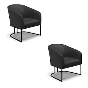 Cadeira Sala De Jantar Industrial Preto Kit 2 Stella Sintético D03 - D`rossi Cor Preto