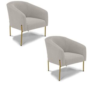 Cadeira Sala De Jantar Pé Ferro Dourado Kit 2 Stella Bouclê D03 - D`rossi Cor Cinza