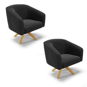 Cadeira Sala De Jantar Giratória Ma30 Kit 2 Stella Suede D03 - D`rossi Cor Preto