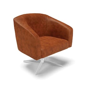 Cadeira Sala De Jantar Giratória Base Cromada Stella Sintético Pu D03 - D`rossi Cor Nozes
