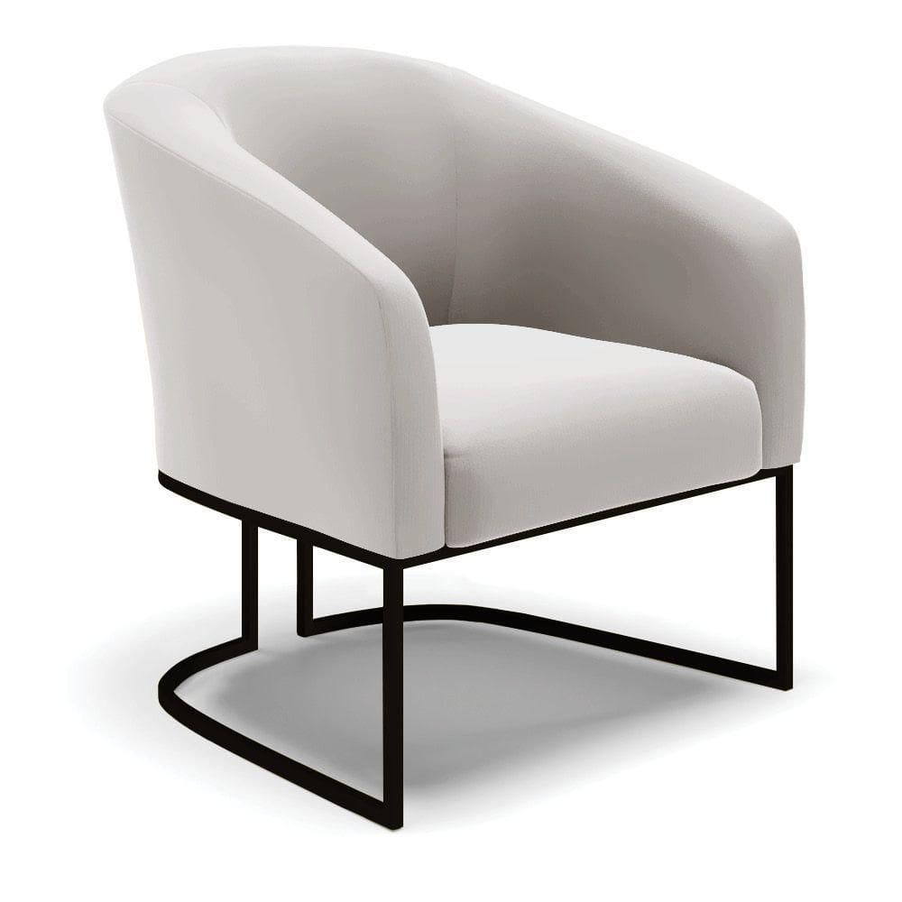 Cadeira Sala De Jantar Base Industrial Preto Stella Veludo D03 - D`rossi Cor Cinza