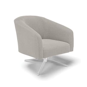Cadeira Sala De Jantar Giratória Base Cromada Stella Bouclê D03 - D`rossi Cor Cinza