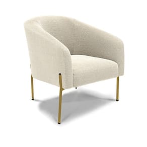Cadeira Sala De Jantar Pé De Ferro Dourado Stella Bouclê D03 - D`rossi Cor Bege