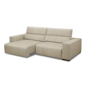 Sofá Decorativo Barbosa 5 Lugares Sala De Estar 290cm Reclinável E Retrátil Couro Bege