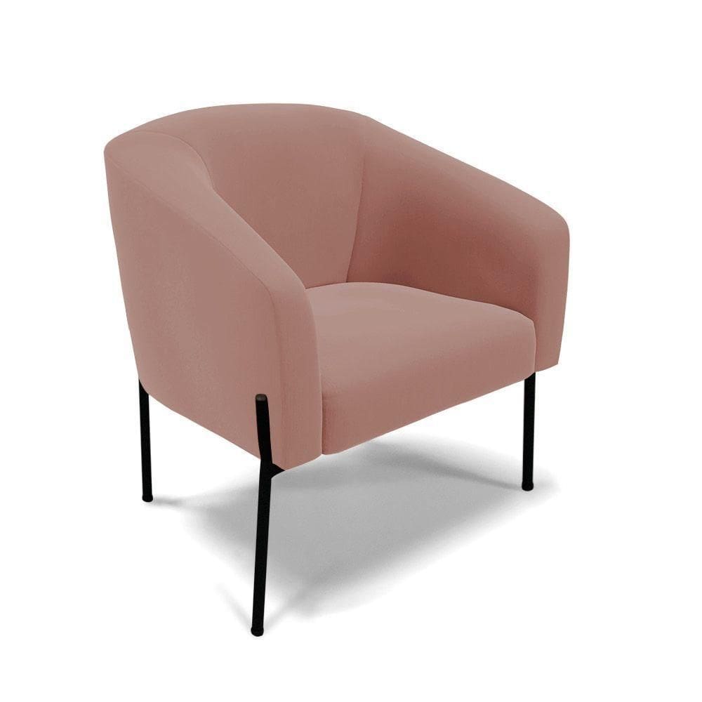 Cadeira Sala De Jantar Pé De Ferro Preto Stella Veludo D03 - D`rossi Cor Rose
