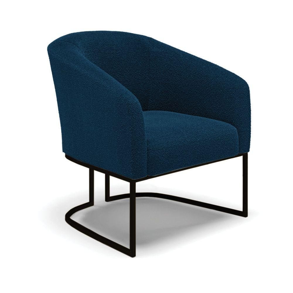 Cadeira Sala De Jantar Base Industrial Preto Stella Bouclê D03 - D`rossi Cor Azul
