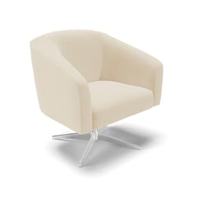 Cadeira Sala De Jantar Giratória Base Cromada Stella Linho D03 - D`rossi Cor Bege