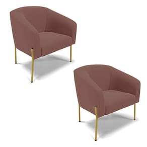 Cadeira Sala De Jantar Pé De Ferro Dourado Kit 2 Stella Veludo D03 - D`rossi Cor Rose