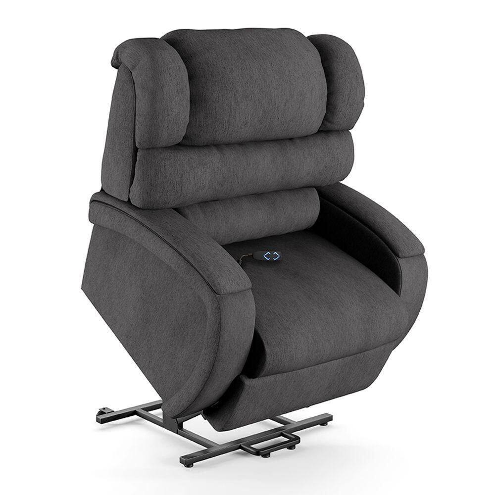 Poltrona Do Papai Reclinável Napoli Elevação Lift Elétrico Linho Grafite Fh1
