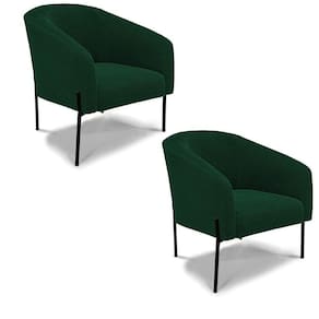 Cadeira Sala De Jantar Pé De Ferro Preto Kit 2 Stella Bouclê D03 - D`rossi Cor Verde