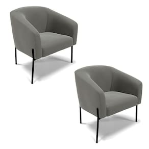 Cadeira Sala De Jantar Pé De Ferro Preto Kit 2 Stella Suede D03 - D`rossi Cor Grafite