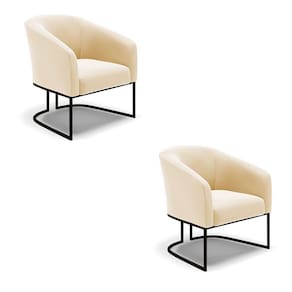 Cadeira Sala De Jantar Base Industrial Preto Kit 2 Stella Suede D03 - D`rossi Cor Bege