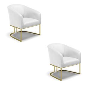 Cadeira Sala De Jantar Industrial Dourado Kit 2 Stella Sintético D03 - D`rossi Cor Branco