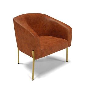 Cadeira Sala De Jantar Pé De Ferro Dourado Stella Sintético Pu D03 - D`rossi Cor Nozes