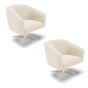 Cadeira Sala De Jantar Giratória Base Cromada Kit 2 Stella Veludo D03 - D`rossi Cor Bege