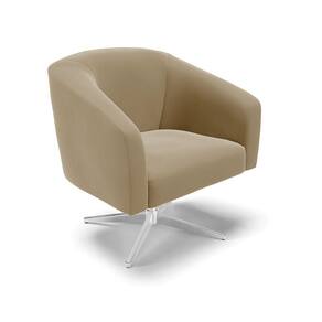 Cadeira Sala De Jantar Giratória Base Cromada Stella Suede D03 - D`rossi Cor Marrom Rato