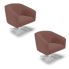 Cadeira Sala De Jantar Giratória Base Cromada Kit 2 Stella Veludo D03 - D`rossi Cor Rose