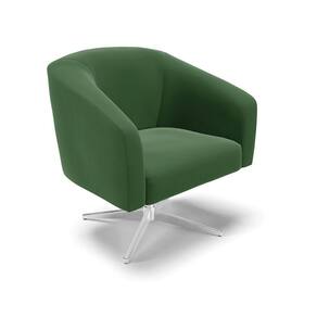 Cadeira Sala De Jantar Giratória Base Cromada Stella Suede D03 - D`rossi Cor Verde