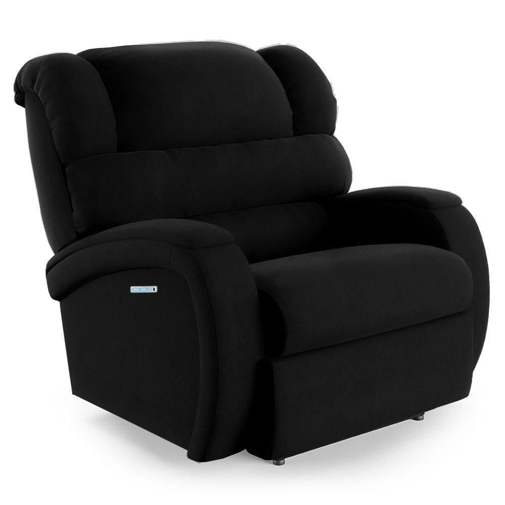 Poltrona Do Papai Reclinável Napoli Elétrica Botão Led Massagem Veludo Fh1 Preto