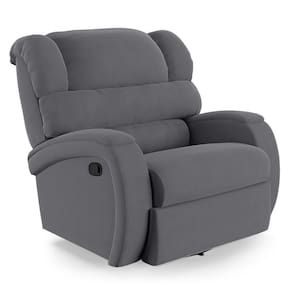 Poltrona Do Papai Reclinável Napoli Glider Giratória Veludo Fh1 Cinza