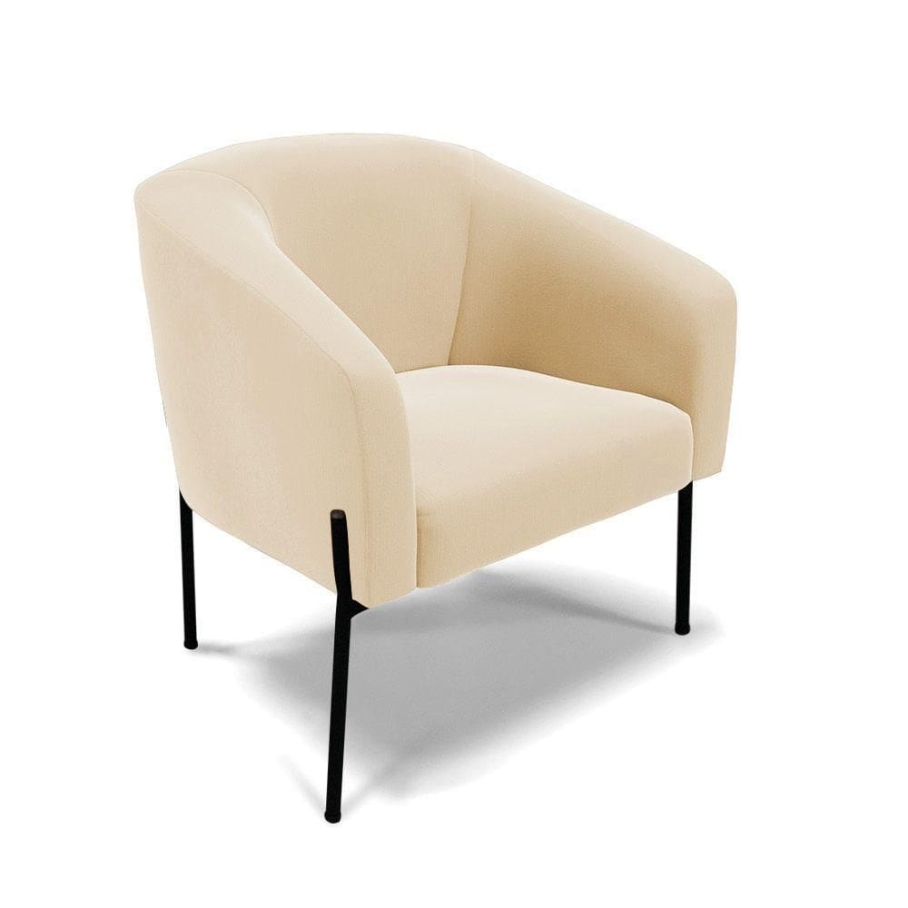Cadeira Sala De Jantar Pé De Ferro Preto Stella Suede D03 - D`rossi Cor Bege