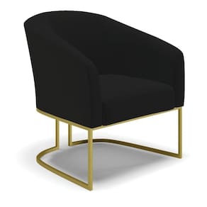 Cadeira Sala De Jantar Base Industrial Dourado Stella Linho D03 - D`rossi Cor Preto