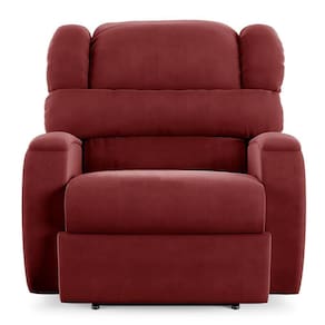 Poltrona Do Papai Reclinável Napoli Power Elétrica Massagem Veludo Vermelho Fh1