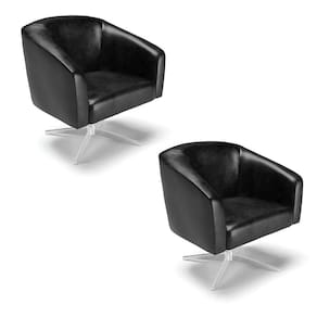 Cadeira Sala De Jantar Giratória Cromada Kit 2 Stella Sintético Pu D03 - D`rossi Cor Preto