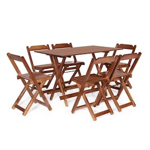 Conjunto Dobrável 120 X 70 Com 6 Cadeiras Imbuia - M.b Móveis