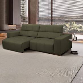 Sofá Decorativo Barbosa 3 Lugares Sala De Estar 250cm Reclinável E Retrátil Couro Fendi