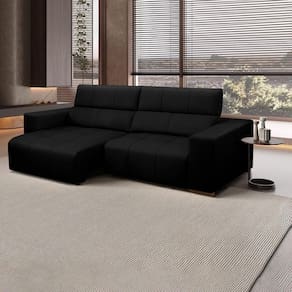Sofá Decorativo Barbosa 5 Lugares Sala De Estar 290cm Reclinável E Retrátil Couro Preto