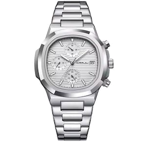 Relógio De Pulso Masculino Analógico Com Pulseira De Aço Inoxidável Impermeável 3atm Branco