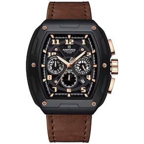 Relógio De Pulso De Quartzo Tonneau Desgin Esportivo Luminoso Impermeavel Marrom