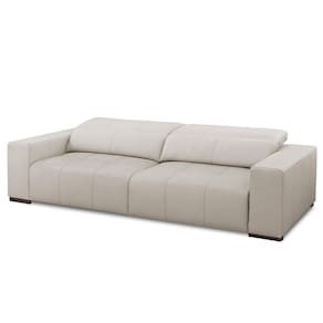 Sofá Decorativo Barbosa 3 Lugares Sala De Estar 250cm Reclinável E Retrátil Couro Off White