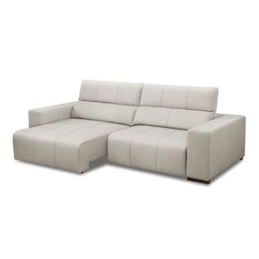 Sofá Decorativo Barbosa 5 Lugares Sala De Estar 290cm Reclinável E Retrátil Couro Off White