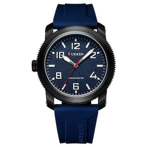 Relógio De Pulso De Quartzo Masculino Com Pulseira De Silicone Impermeavel 3atm Azul