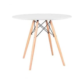 Mesa Eiffel Wood Tampo De Madeira 110cm Branco