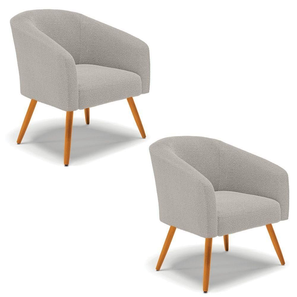 Cadeira Sala De Jantar Pé Palito Castanho Kit 2 Stella Bouclê D03 - D`rossi Cor Cinza