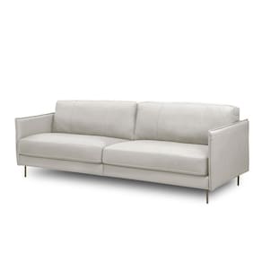 Sofá Decorativo Anthony 4 Lugares Sala De Estar 270cm Pés Em Aço Couro Off White