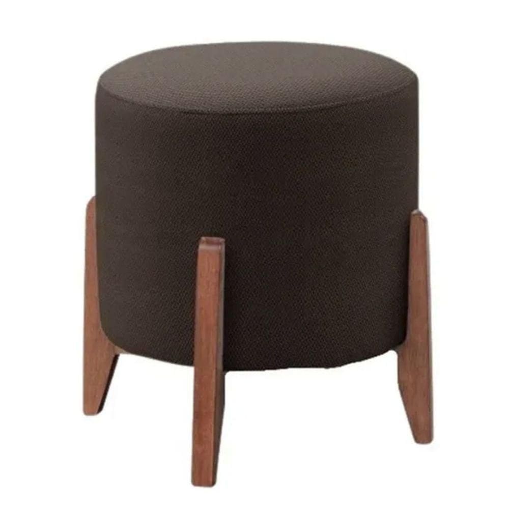 Puff Decorativo Redondo Eloá Suede marrom