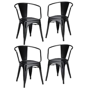Kit 4 Cadeiras Iron Tolix Francesinha Industrial Com Apoio De Braços Pretas