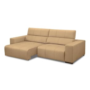 Sofá Decorativo Barbosa 5 Lugares Sala De Estar 290cm Reclinável E Retrátil Couro Nude