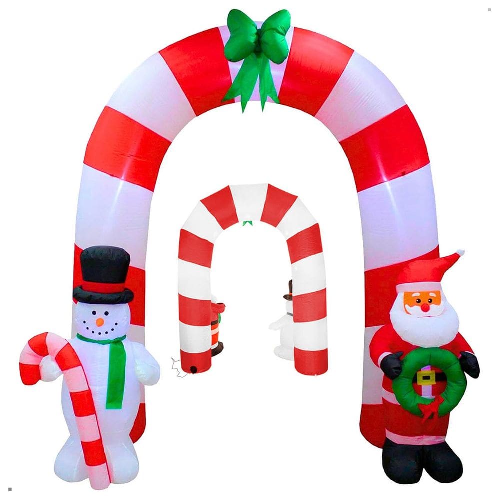 Arco Inflavel Natal Natalino Portal Grande Iluminado Papai Noel Boneco de Neve Entrada Festa Decoraçao Comercial Residencial Condominio Shopping