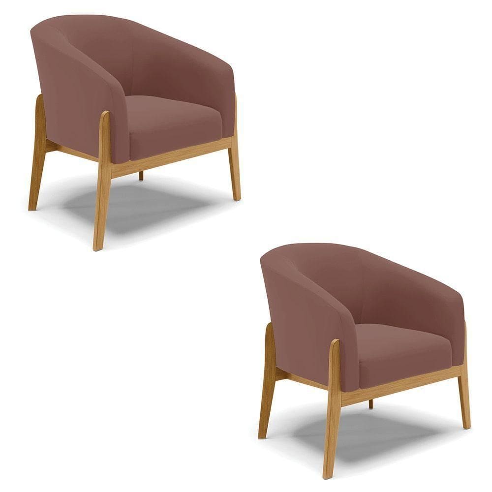 Cadeira Sala De Jantar Base De Madeira Kit 2 Stella Veludo D03 - D`rossi Cor Rose