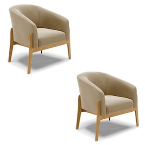 Cadeira Sala De Jantar Base De Madeira Kit 2 Stella Suede D03 - D`rossi Cor Marrom Rato