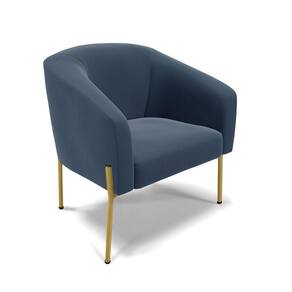 Cadeira Sala De Jantar Pé De Ferro Dourado Stella Suede D03 - D`rossi Cor Azul Marinho